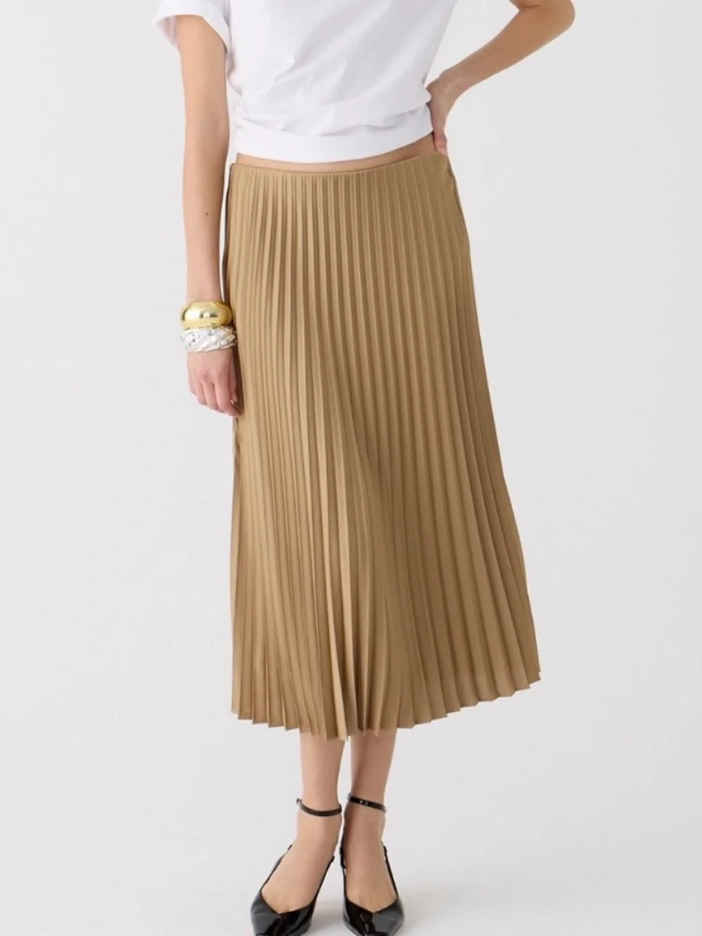 NWT J.Crew Gwenyth Pleated Midi Skirt Camel size S